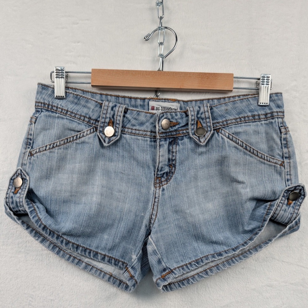 Vintage Micro Shorts Womens Juniors 9/10 32x3" Blue Low Rise Jeans McBling Y2K